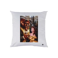Picture of RKN Beauty & The Beast Character Printed Throw Pillow, White, 40 x 40cm
