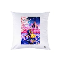 Picture of RKN Beauty & The Beast Printed Throw Pillow, White, 40 x 40cm