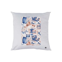 RKN Ribbons & Scissors Printed Cushion Polyester, White, 40 x 40cm