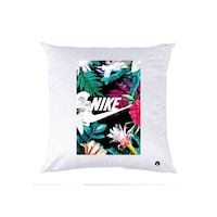 RKN Nike Floral Printed Polyester Pillow, White, 40 x 40cm