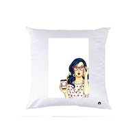 RKN Geeky Girl Printed Polyester Pillow, White, 40 x 40cm