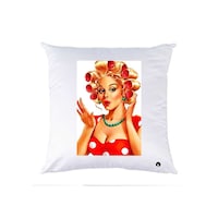 Picture of RKN Hair Curlers Printed Polyester Pillow, White, 40 x 40cm