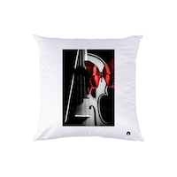 Picture of RKN Violin Printed Polyester Pillow, White, 40 x 40cm