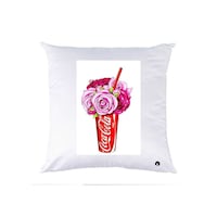 Picture of RKN Floral Coca Cola Printed Polyester Pillow, White, 40 x 40cm