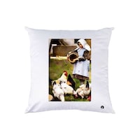 Picture of RKN Printed Farming Throw Pillow, White, 40 x 40cm