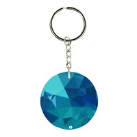 Picture of BP Double Sided Triangle Printed Keychain, Blue & Silver