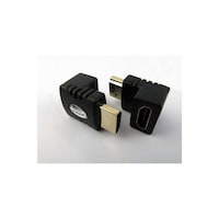 RKN 90 Degree Angle Gold Plated Female To Male HDMI Adapter, Black