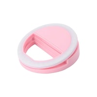 RKN Portable Selfie Light Ring Clip LED Flash, Pink and White, 8.3 x 2.5cm