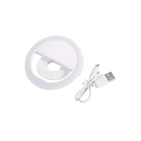 RKN Mini Rechargeable Phone LED Selfie Lamp Ring Light, White, 8.3cm