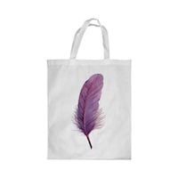 Picture of Rkn Bird Feather Printed Shopping Bag, White Small 25 X 20 Cm, RKN16137