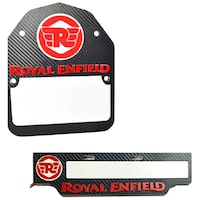 Picture of Acrylic Front & Tail R-Logo Number Plate for Royal Enfield, Red & White
