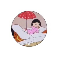 Picture of BP Anime Chibi Maruko Chan On Bed Printed Round Pin Badge