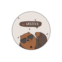 Picture of BP We Bare Bears Grizzly Printed Round Pin Badge