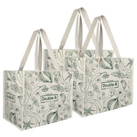 Picture of Double R Bags Canvas Shopping Bags, Green, Pack of 3, Long handle