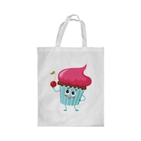 Picture of Rkn Cupcake Printed Shopping Bag, White Small 25 X 20 Cm