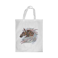 Picture of Rkn Horse Drawing Printed Shopping Bag, White Small 25 X 20 Cm