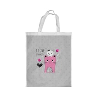 Picture of Rkn I Love You Mom Printed Shopping Bag, White Small 25 X 20 Cm