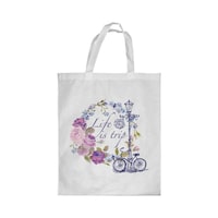 Rkn Life Is Trip Printed Shopping Bag, White Small 25 X 20 Cm