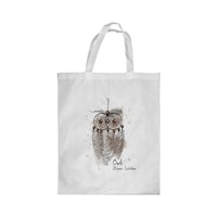 Picture of Rkn Owl Shape Printed Shopping Bag, White Small 25 X 20 Cm