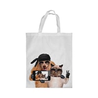Picture of Rkn Picture Selfie Printed Shopping Bag, White Small 25 X 20 Cm