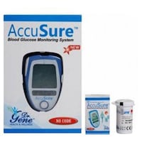 Picture of AccuSure Glucose Monitor with Glucometer Strips, Set of 10, Blue
