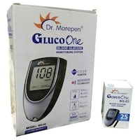 Picture of Dr. Morepen GlucoOne meter with 25 Test Strips, Black and Grey