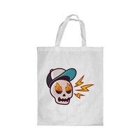 Picture of Rkn Skull With A Cap Printed Shopping Bag, White Small 25 X 20 Cm