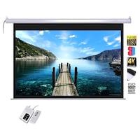 Sii Motorised Home Theatre Projector Screen Diagonal Cordless Remote, White