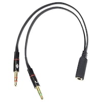 Picture of Sii Gold Plated 2 Male To 1 Female Mic Splitter Cable For PC Laptop, Black