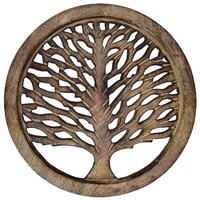 Picture of Pebble Crafts Wooden Trivet Coaster Hot Pad Mat Tree Shape - Brown