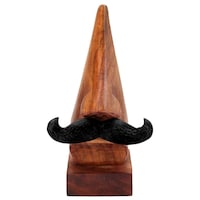 Picture of Pebble Crafts Wooden Nose Shaped Spectacle Holder Stand with Black Mustache