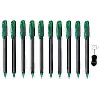 Pentel Roller Gel Pen with Key-Chain, EnerGel BL-417, Green, Set of 10