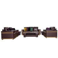 Royal Furniture 7 Seater Sofa Set With Coffee Table & Side Tables, Brown 1818, 1909