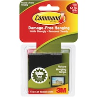 Command Picture Hanging Strips, 6-Pairs, 12-Strips, Black