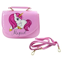 Picture of Le Delite Faux Leather Unicorn Themed Hand Bag, Pink