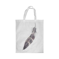 Picture of Rkn Bird Feather Printed Shopping Bag, White Small 25 X 20 Cm, RKN16138