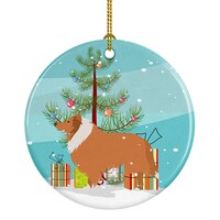 Collie Dog Merry Christmas Tree Ceramic Ornament, BB2934CO1