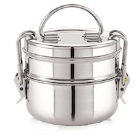 Picture of Futensils Manav Stainless Steel 2-tier- Lunch Box With Bag, 300g