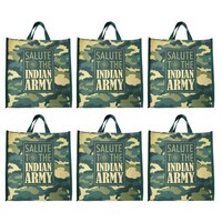Picture of Double R Bags Canvas Shopping Bag, Salute To the Indian Army, Pack of 6
