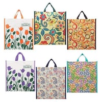 Picture of Double R Bags Canvas Shopping Bag, Multicolour-7, Pack of 6