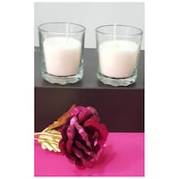 Picture of Votive Soya Wax Glass Candle, White, Pack of 2