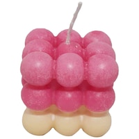 Bubble Cube Candle, Pink, Cream