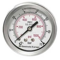 Instrume PI Controls UK Pressure Gauge, PG-63-R70-WF-SS-BK-E