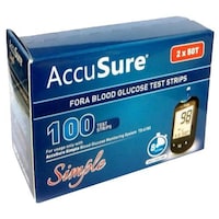 Picture of AccuSure Glucometer with 100 Test Strips, Black