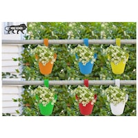 Hridaan Decoratives Hanging Railing and Table Flower Planter Pot, Set of 6