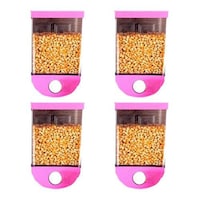Hridaan Push Button Cereal Dispenser, Pink, 1000 ml, Pack of 4