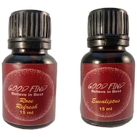 Goodfind Aroma Diffuser Oil, Rose Refresh and Eucaliptus, 15ml, Pack of 2