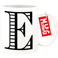 Picture of Mug Morning Letter E Mug, Initial Letter E Mug, Line Font Design