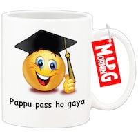 Mug Morning Emoji Mug, Pappu Pass Ho Gaya
