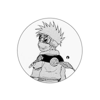 Picture of BP Anime Naruto Printed Round Pin Badge, Black & White